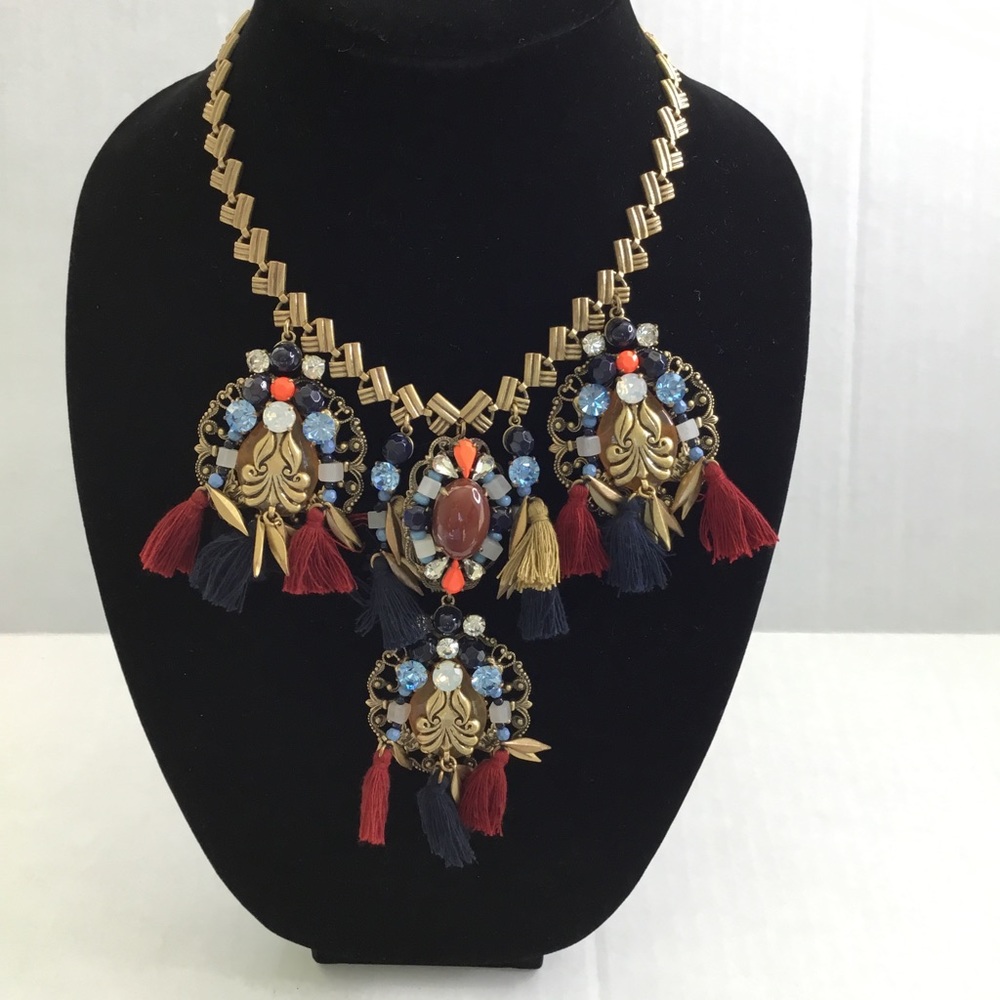 J.Crew Collection Brass Tassel Statement Necklace